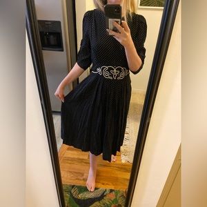 Vintage black white polka dot rockabilly dress